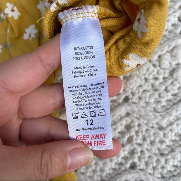 Kit + Pearl Floral Print Cotton One Piece Jumpsuit Yellow (12 Month) - Picture 6 of 6